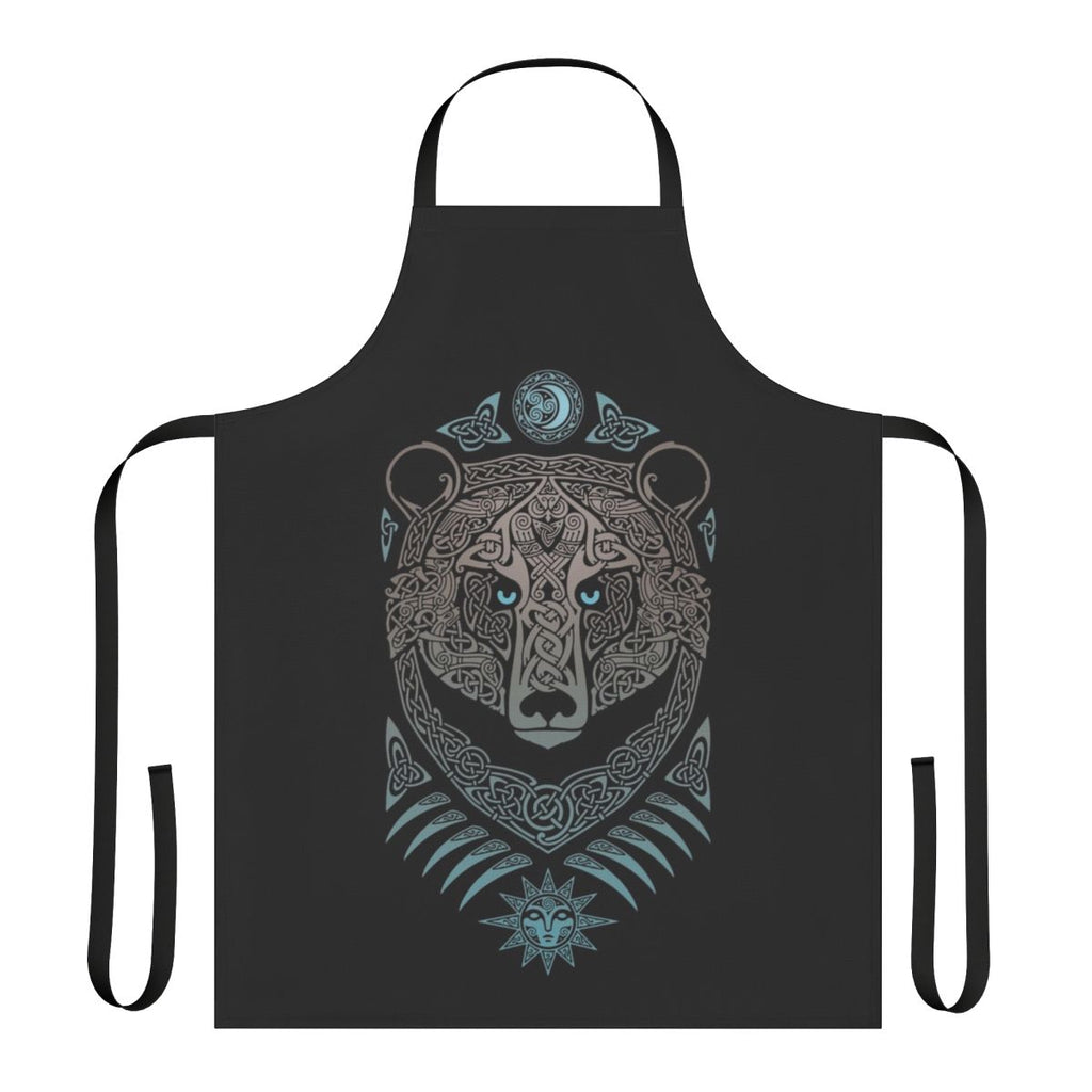 Handcrafted apron featuring a forest lord design with tribal, scandinavian, and mythological motifs.
