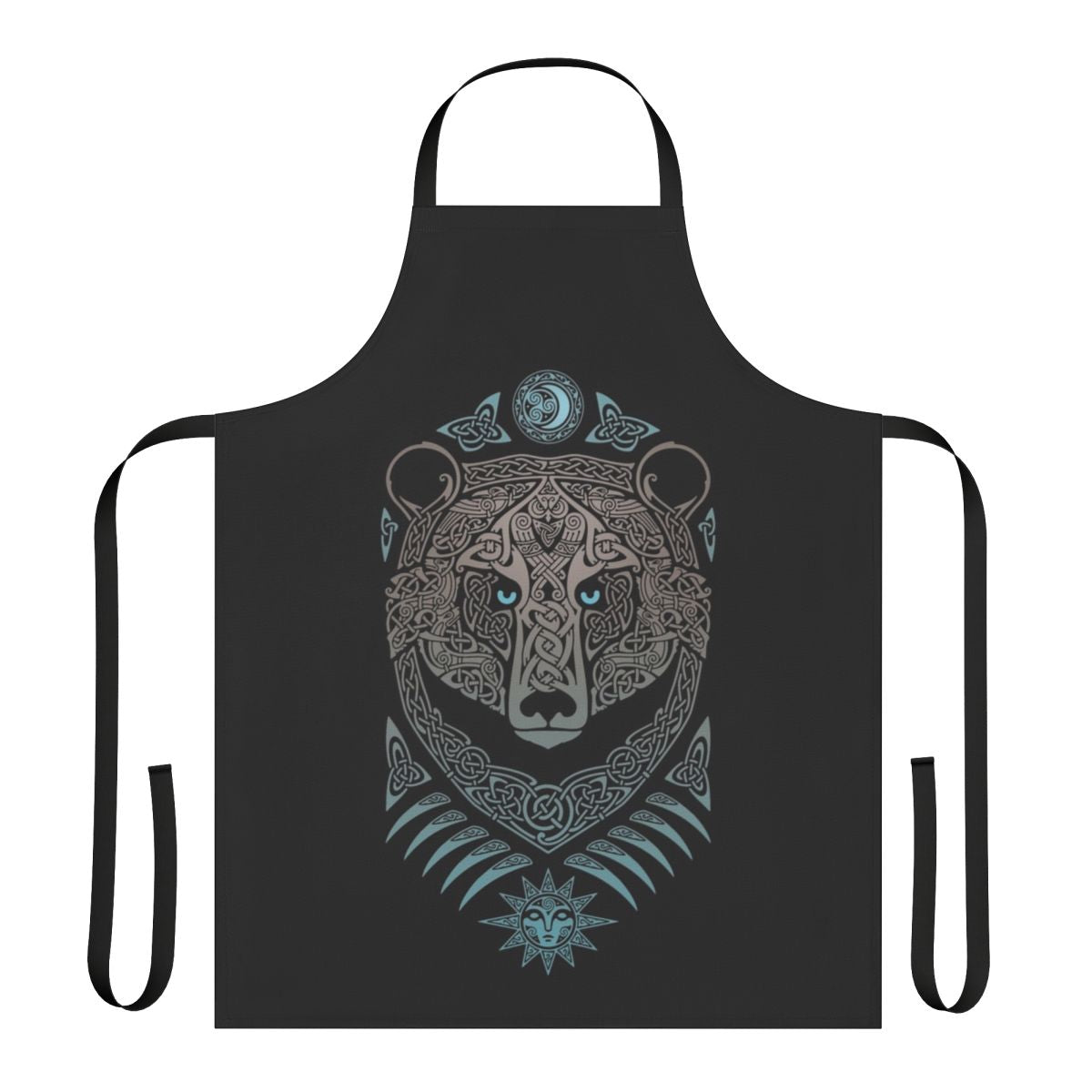 Handcrafted apron featuring a forest lord design with tribal, scandinavian, and mythological motifs.