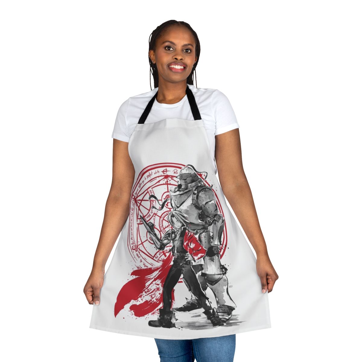 Fullmetal Alchemist inspired sumi e art apron featuring the homunculus symbol