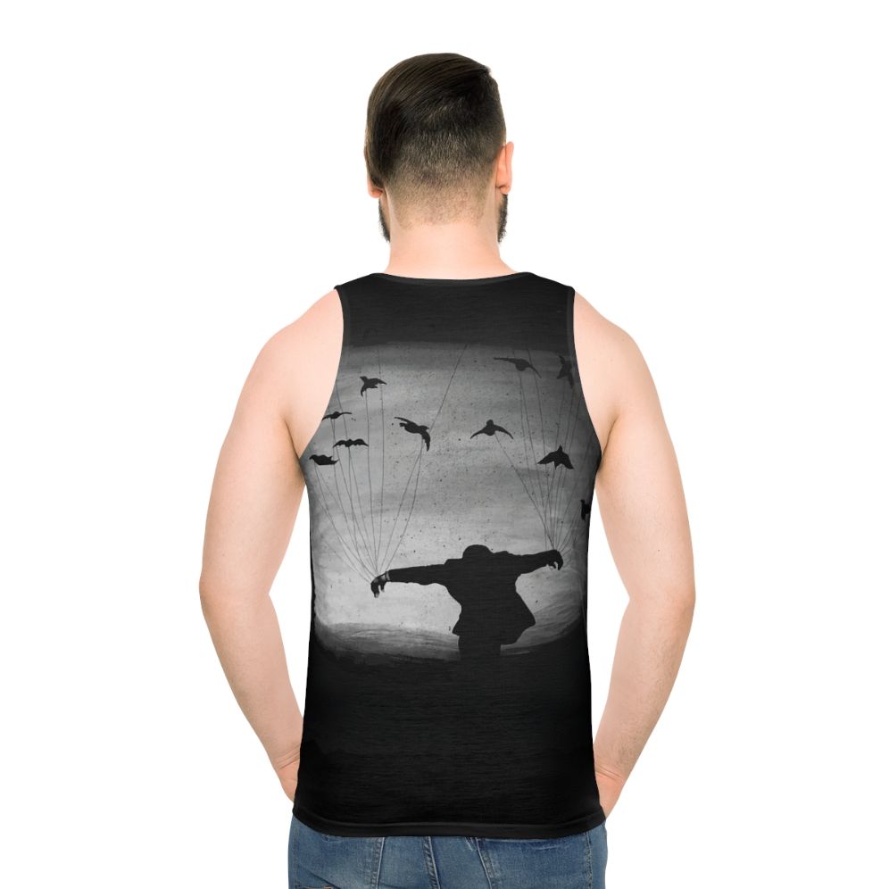 Man In Flight With Ravens Unisex Tank Top