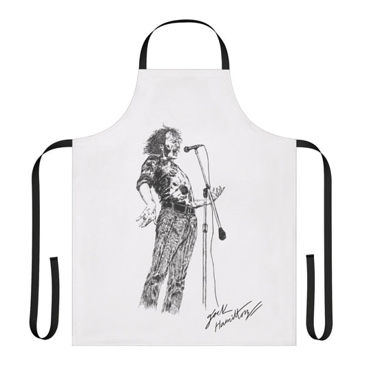 Handmade apron featuring original ink artwork inspired by the iconic musician Joe Cocker.