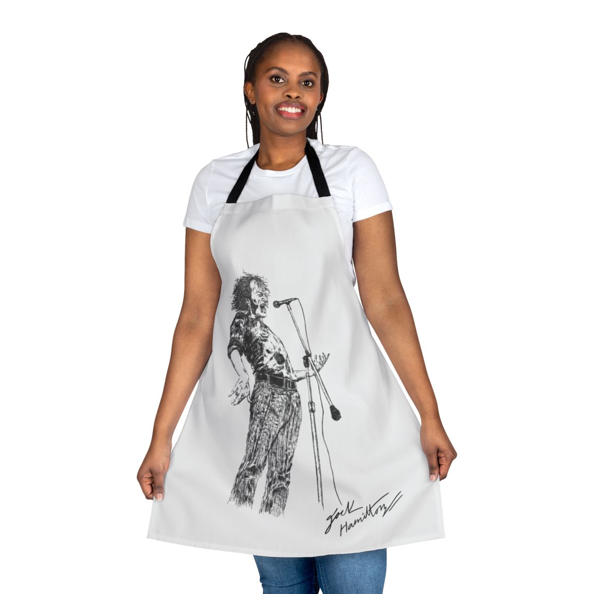 Handmade apron featuring original ink artwork inspired by the iconic musician Joe Cocker.