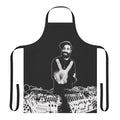 Handcrafted music-themed apron with analog synthesizer and music artist graphics