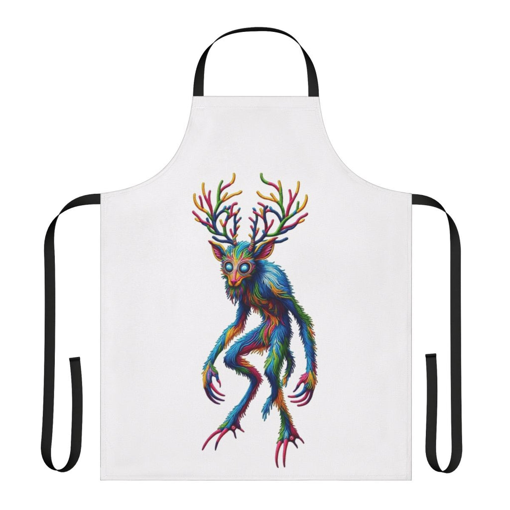 Beautifully stitched apron featuring a mythical wendigo design