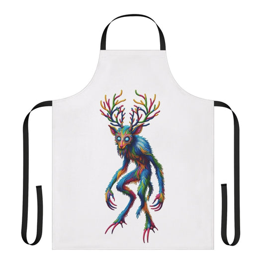 Beautifully stitched apron featuring a mythical wendigo design