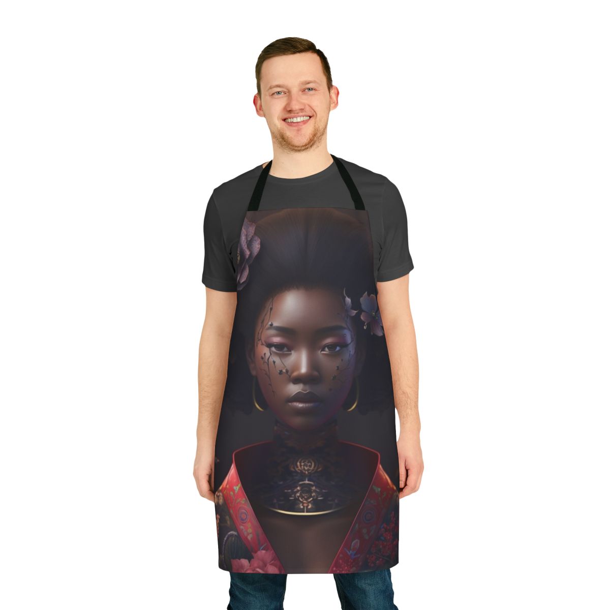 Handcrafted apron featuring native-inspired designs from Hokkaido, Japan