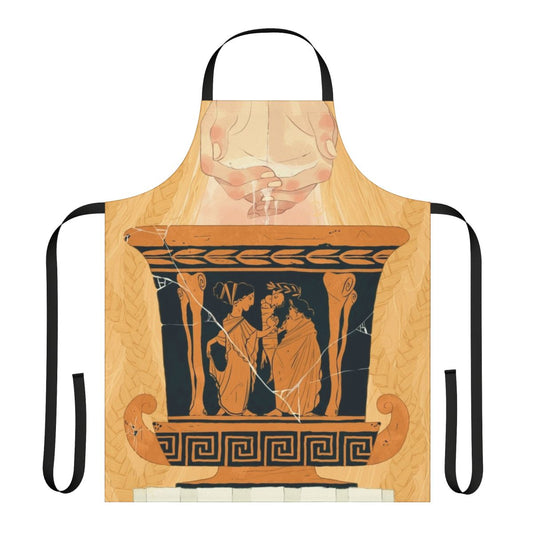 Persephone inspired apron with floral and nature motifs