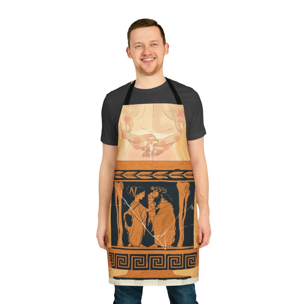 Persephone inspired apron with floral and nature motifs