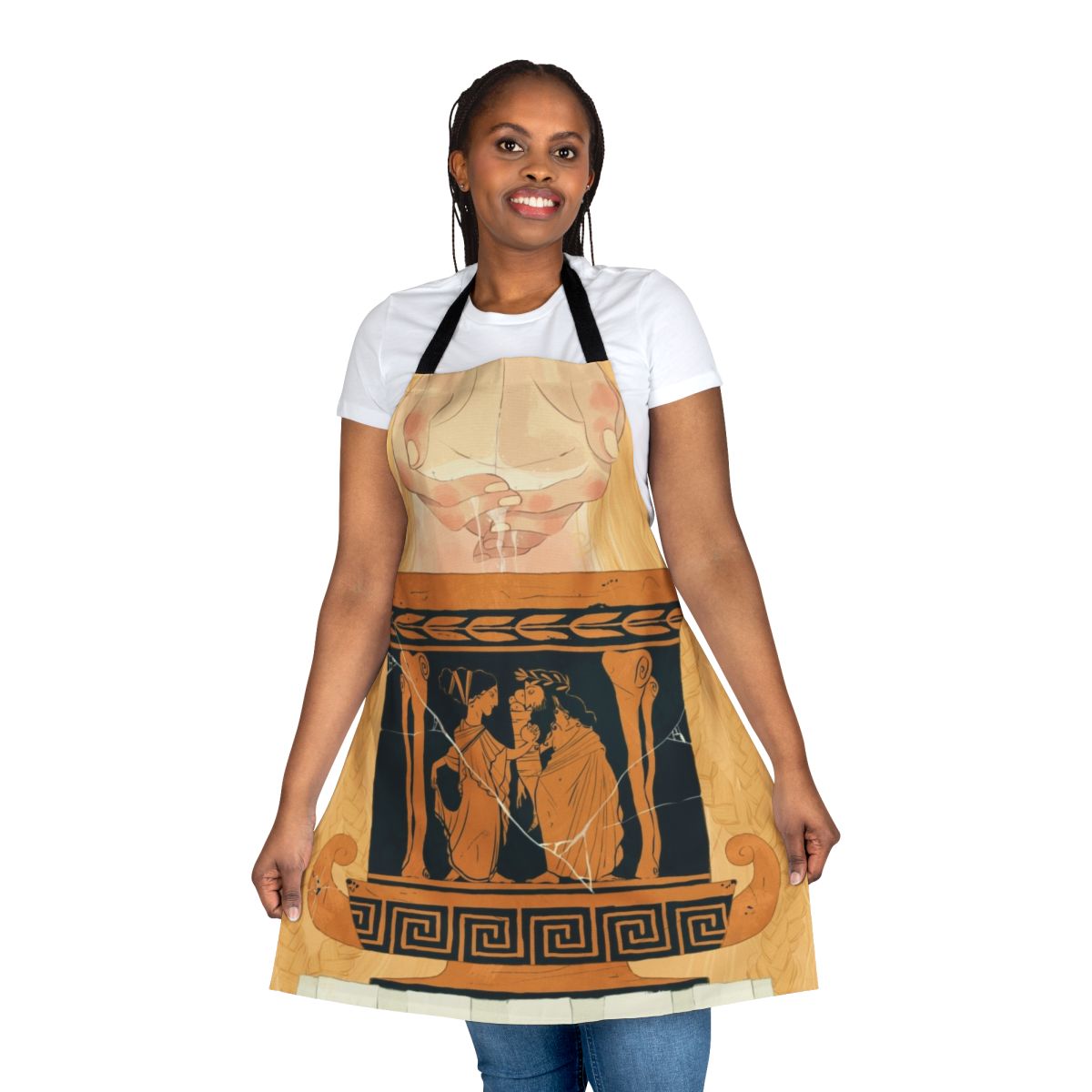 Persephone inspired apron with floral and nature motifs