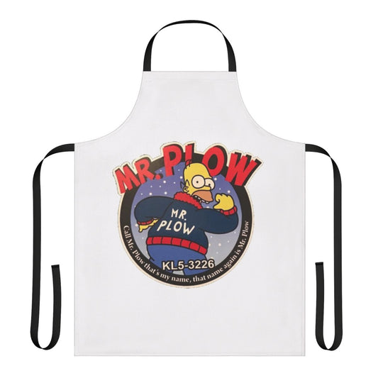 Handmade apron with snow plow and retro design elements