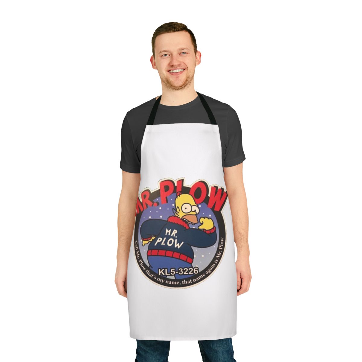 Handmade apron with snow plow and retro design elements
