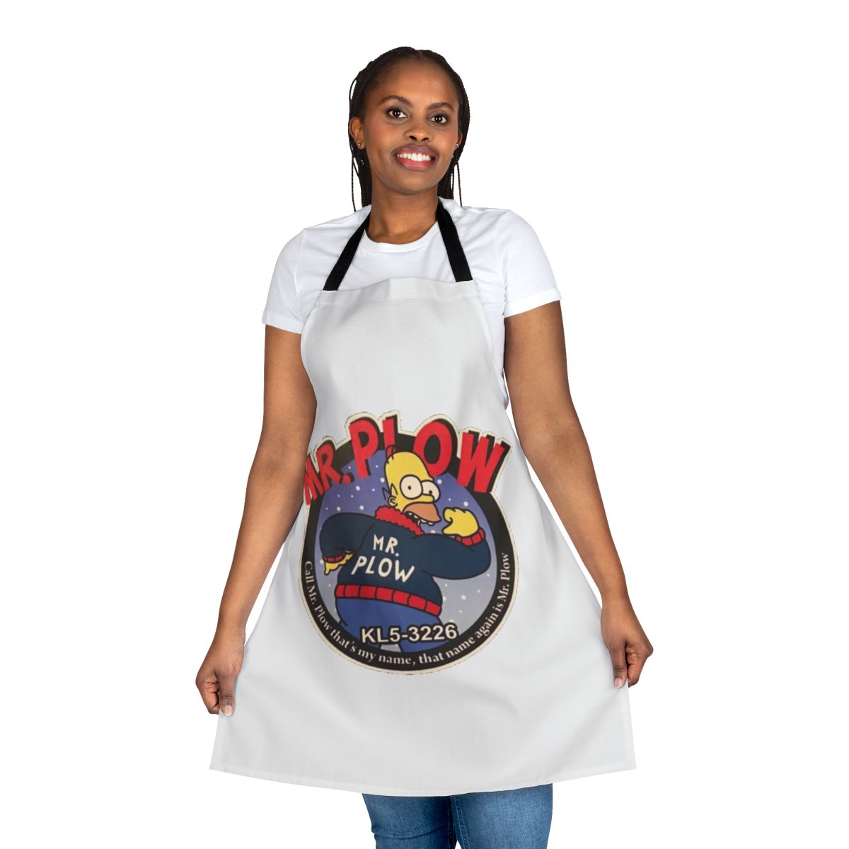 Handmade apron with snow plow and retro design elements