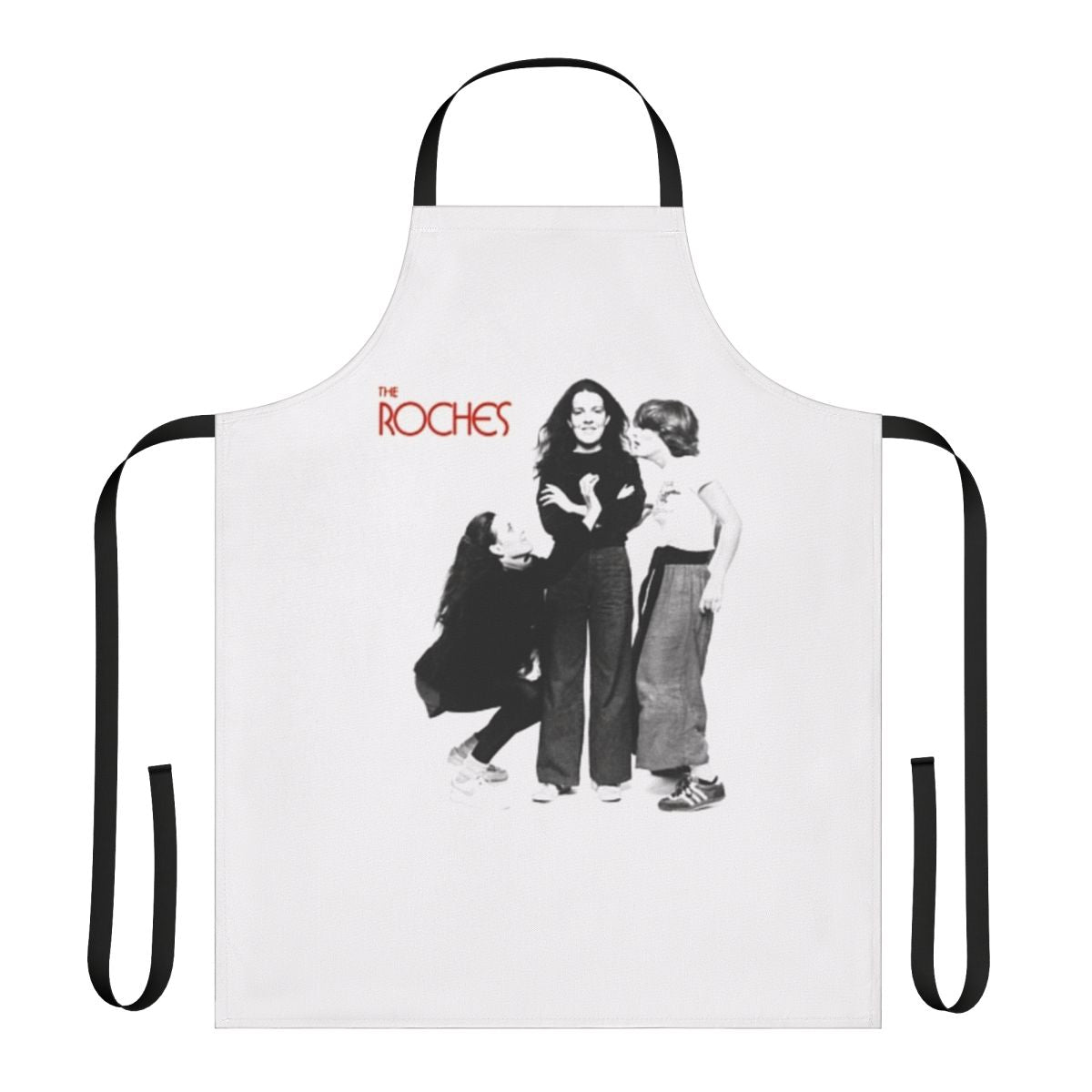 A visually-striking apron featuring the iconic folk music trio, The Roches.