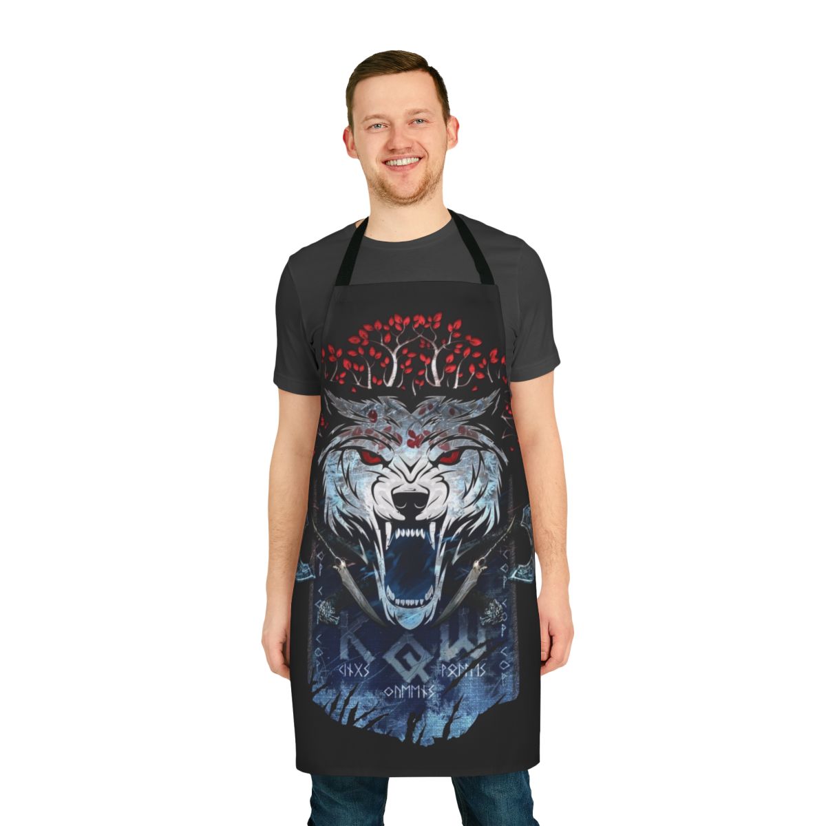 Handcrafted Winter Wolf Fantasy Apron