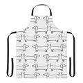 A black and white hand-drawn dachshund apron for dog lovers