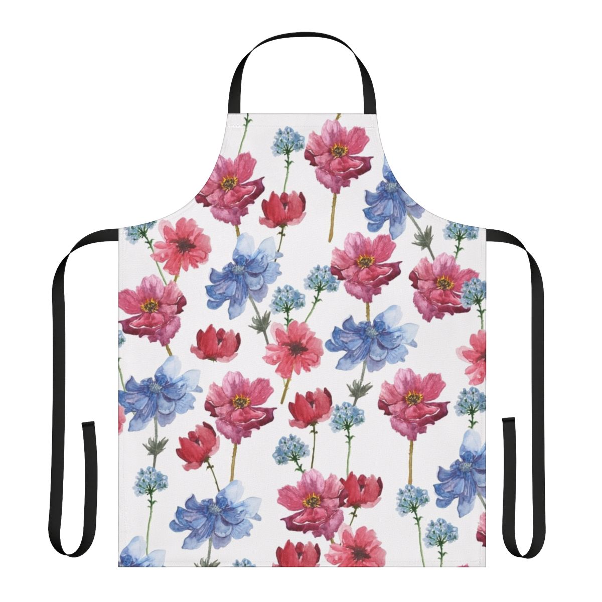 Handdrawn watercolor flowers on a high-quality apron