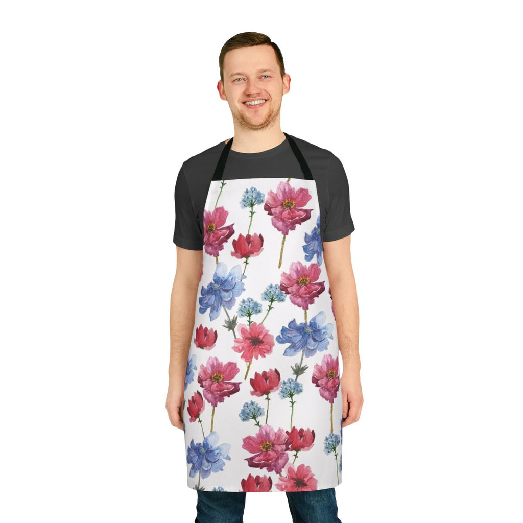 Handdrawn watercolor flowers on a high-quality apron