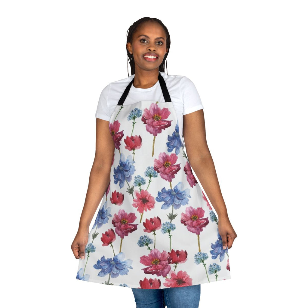 Handdrawn watercolor flowers on a high-quality apron