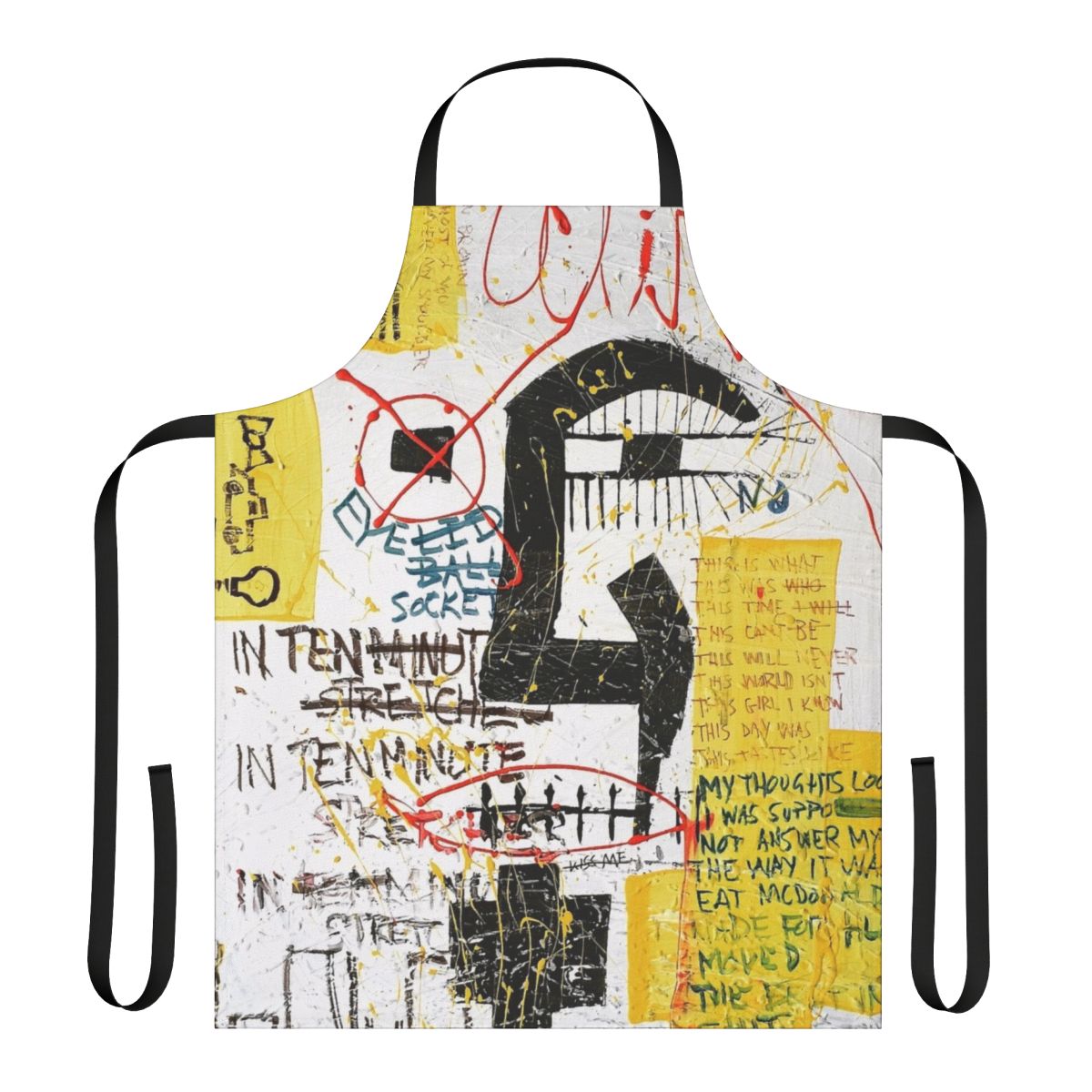 Colorful abstract art design on a high-quality apron for the kitchen.