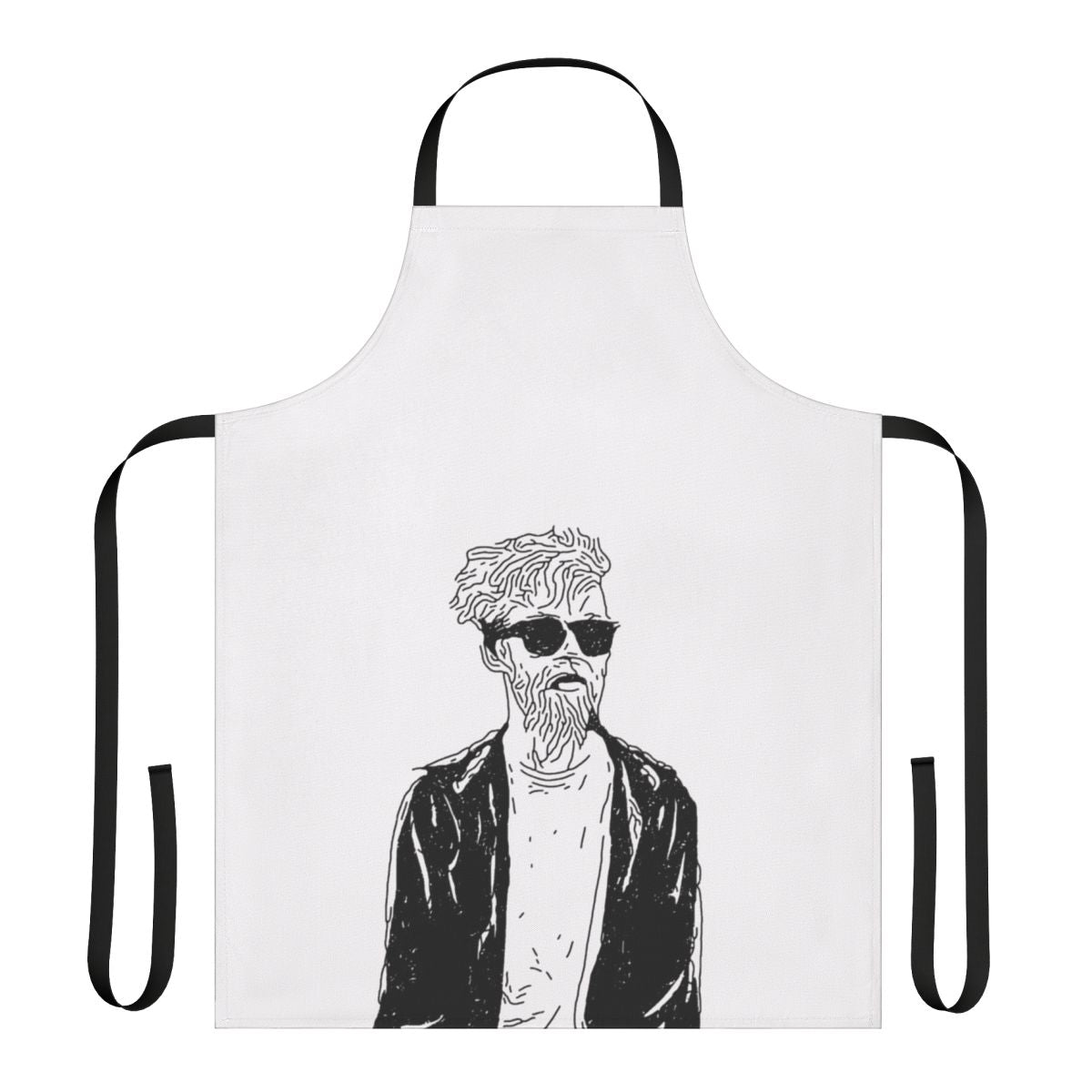 Handmade apron with stencil art design inspired by YouTube musician Jack Stauber
