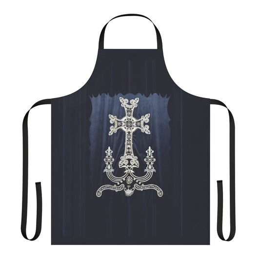 Handmade apron featuring the traditional Armenian cross design and floral elements