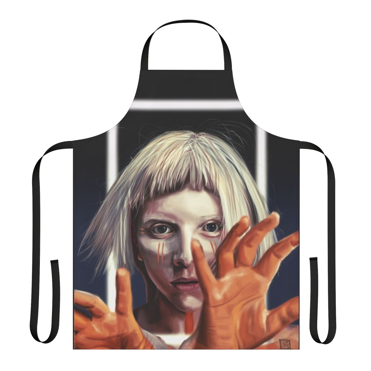 Handmade apron featuring Aurora's distinct musical and artistic style