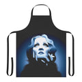 Handmade blue apron featuring the art of Alejandro Mogollo