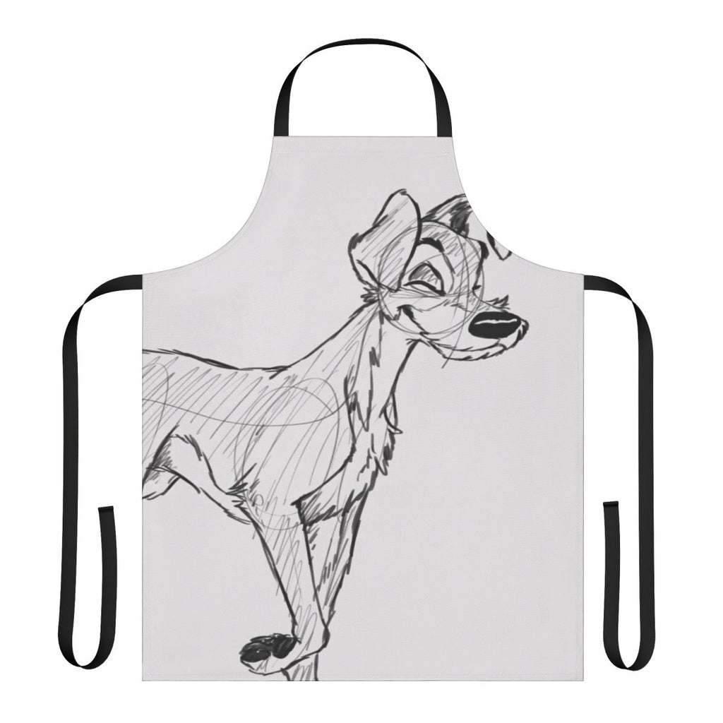Handmade apron featuring a sketch design inspired by the Disney film Lady and the Tramp