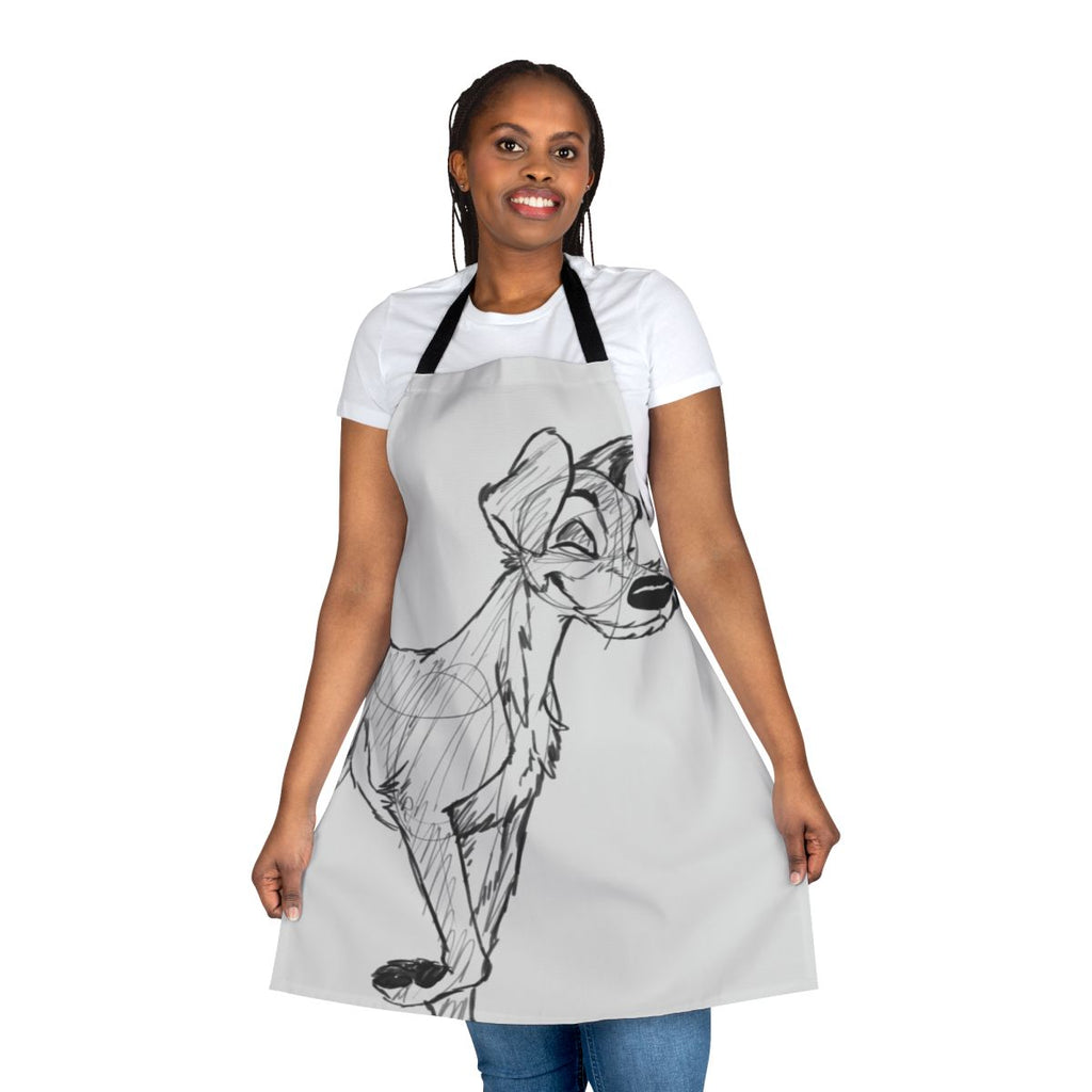 Handmade apron featuring a sketch design inspired by the Disney film Lady and the Tramp