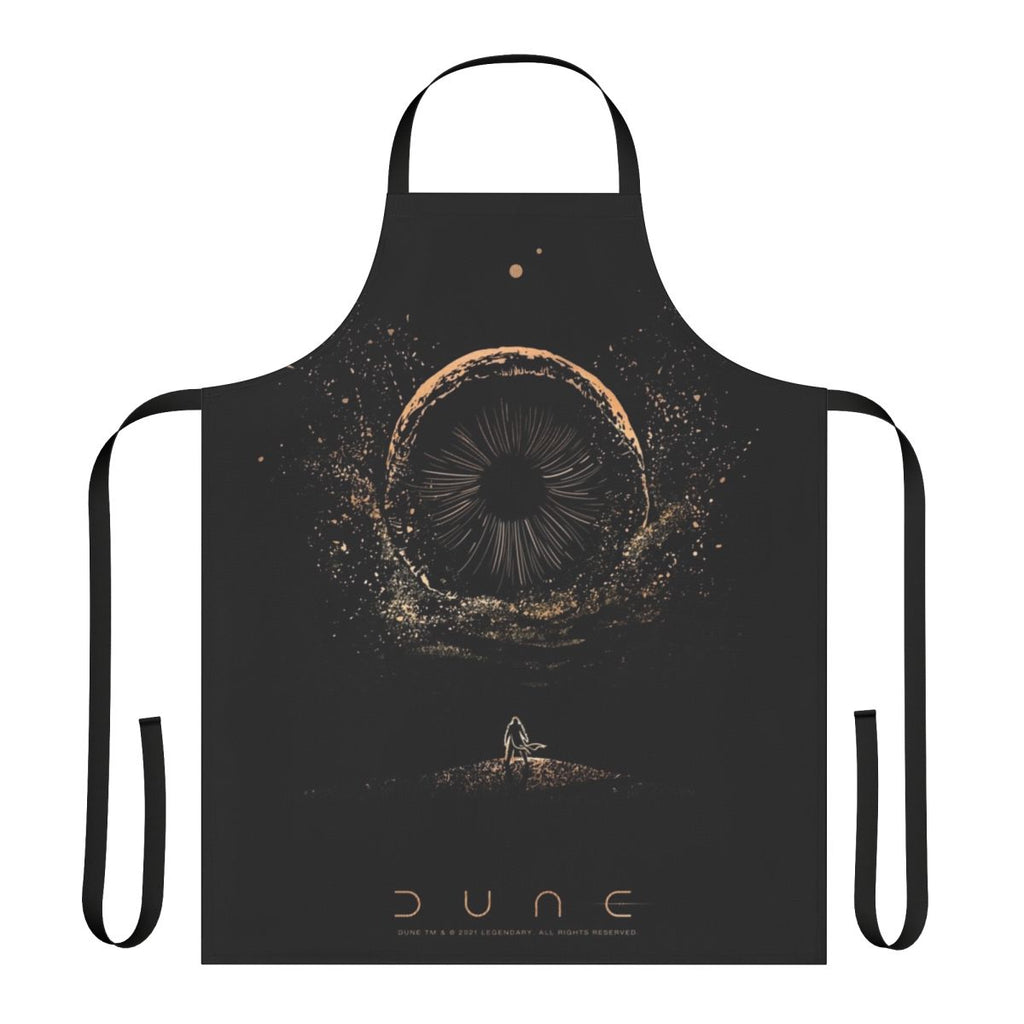 A handmade apron featuring the iconic sandworm from the Dune science fiction universe.