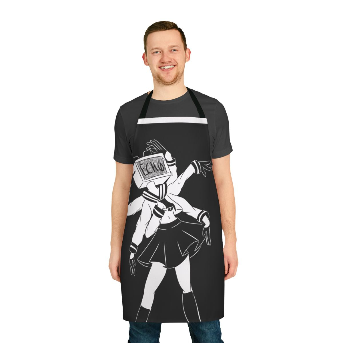 Handmade apron featuring the Vocaloid character Echo from the Gumi series