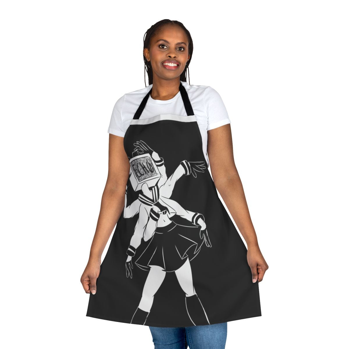 Handmade apron featuring the Vocaloid character Echo from the Gumi series