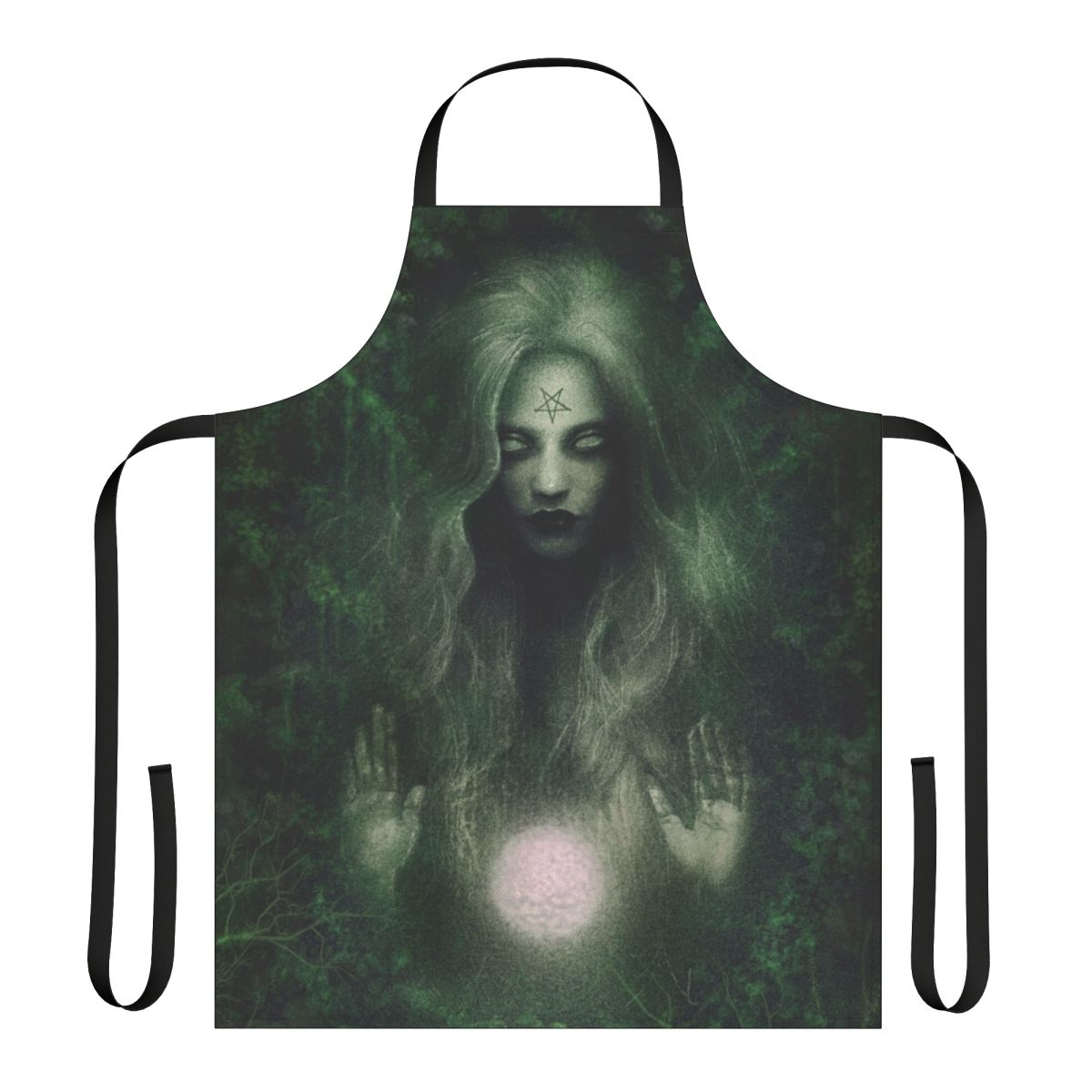 Handmade forest witch apron with occult, gothic, and nature-inspired design