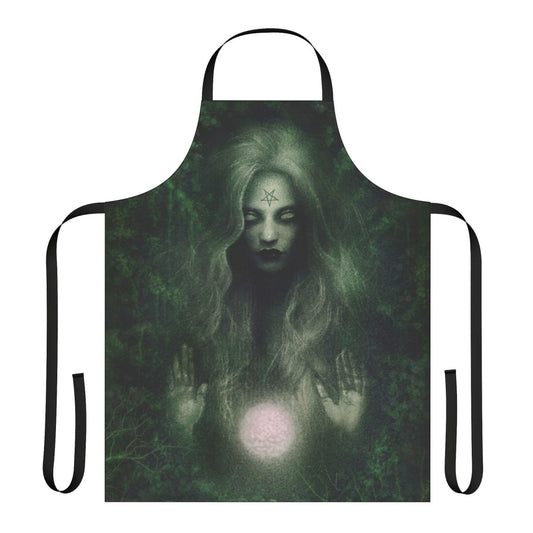 Handmade forest witch apron with occult, gothic, and nature-inspired design