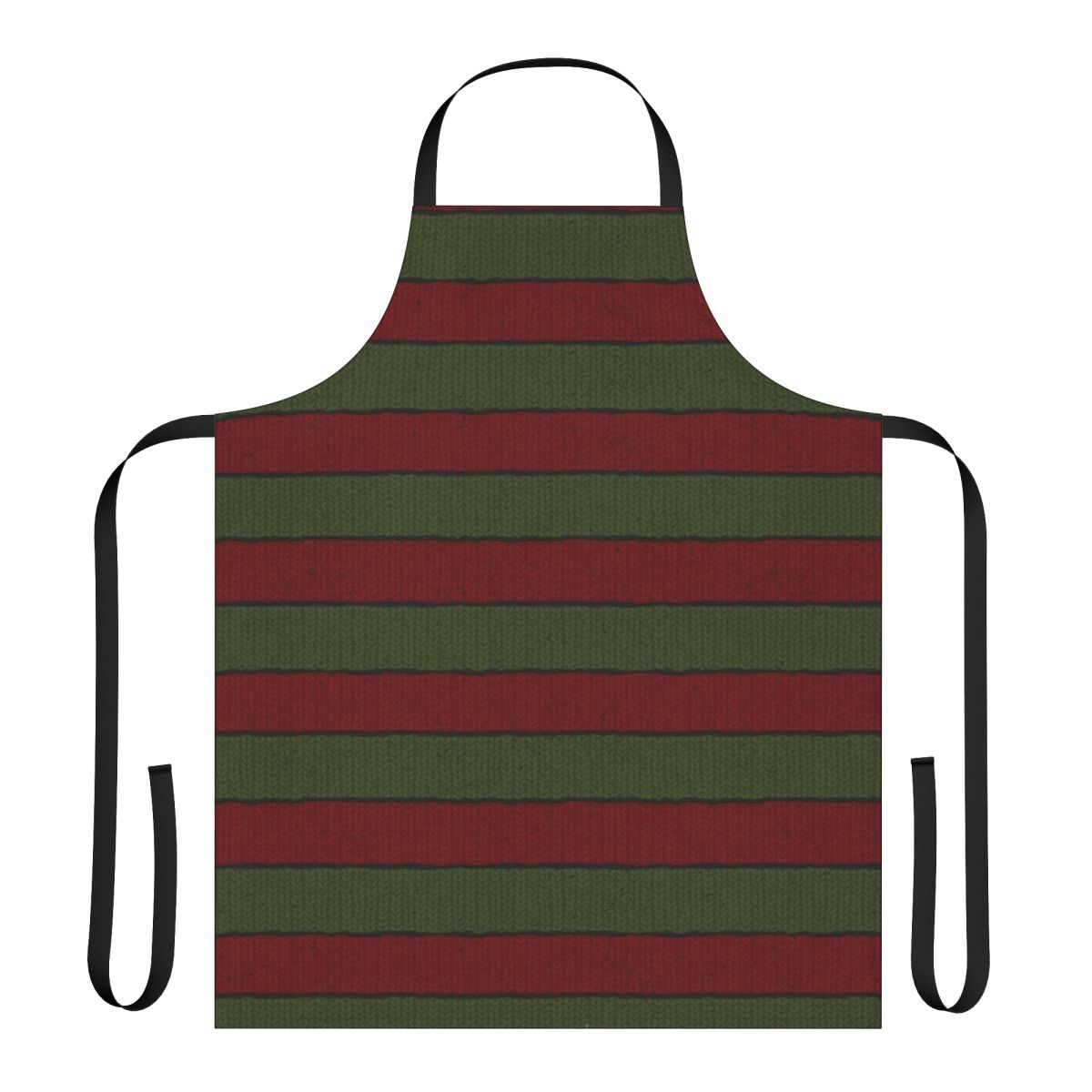 Handmade knit apron featuring a Freddy Krueger-inspired design