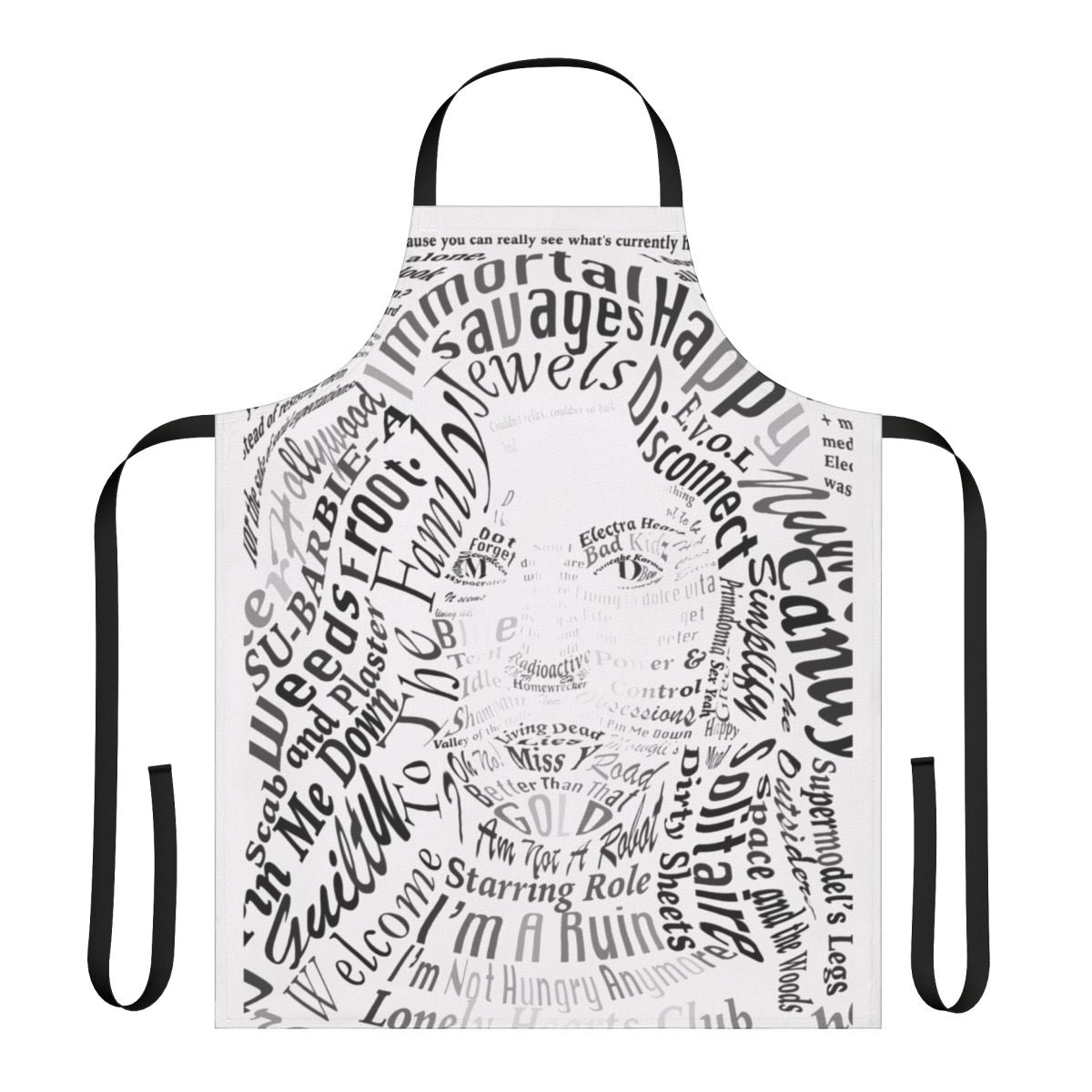 Handmade apron featuring a graphic design inspired by the music of Marina and the Diamonds.