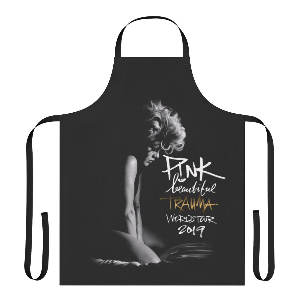 Handmade apron featuring a music-inspired design
