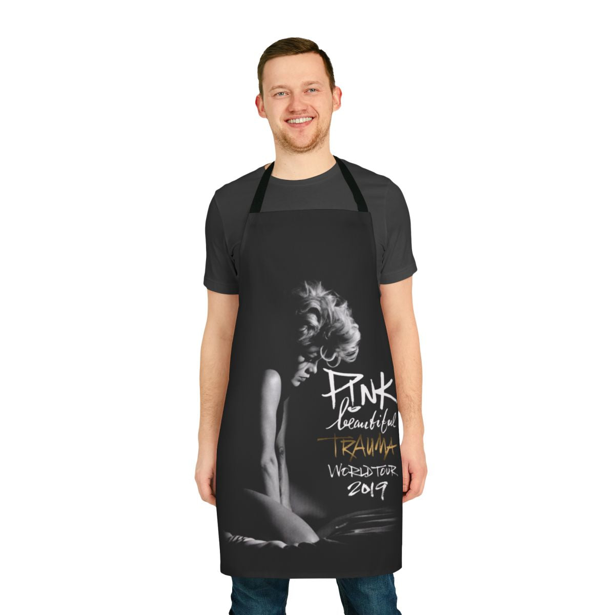 Handmade apron featuring a music-inspired design