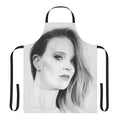 Handmade apron featuring a minimalist pencil portrait design inspired by Epica singer Simone Simons