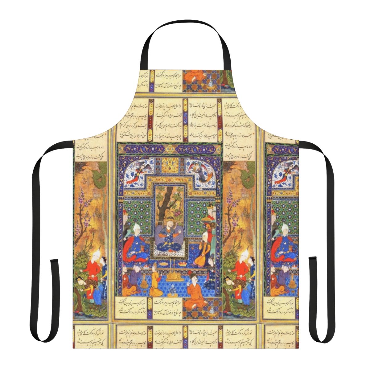 Handmade apron featuring a modern Persian calligraphy design