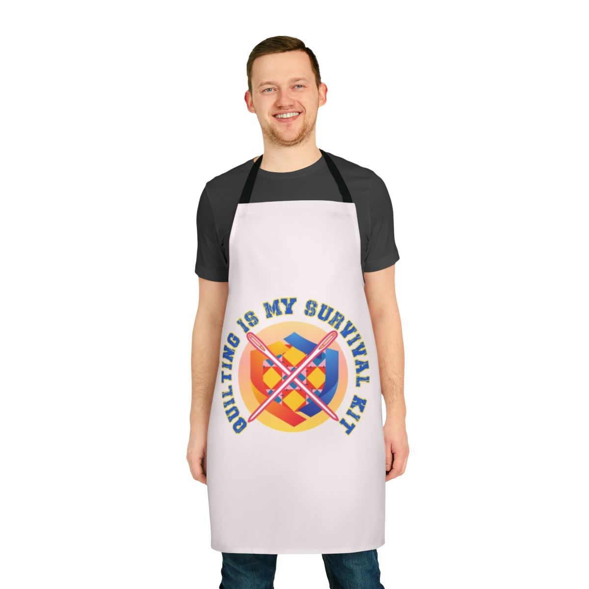 Quilting apron with pockets and straps, perfect for sewing and crafting projects