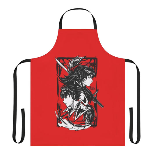 Handmade apron featuring the Branwen twins Raven and Qrow from the RWBY series