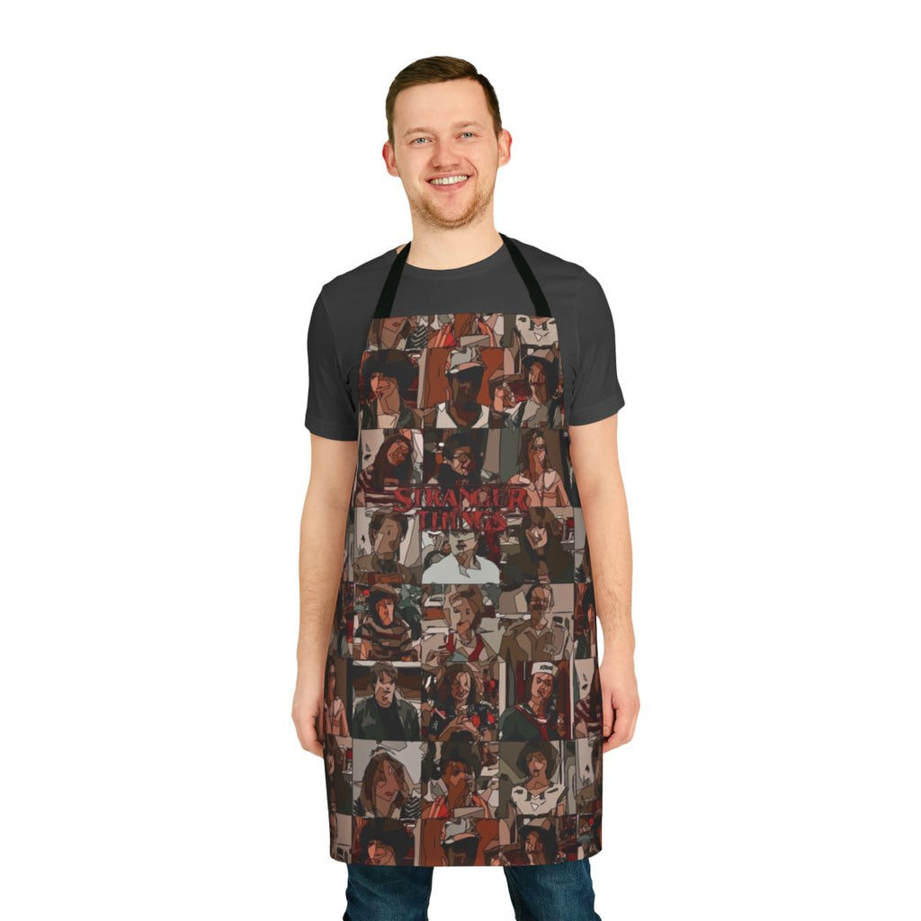 Handmade apron featuring Stranger Things characters and imagery