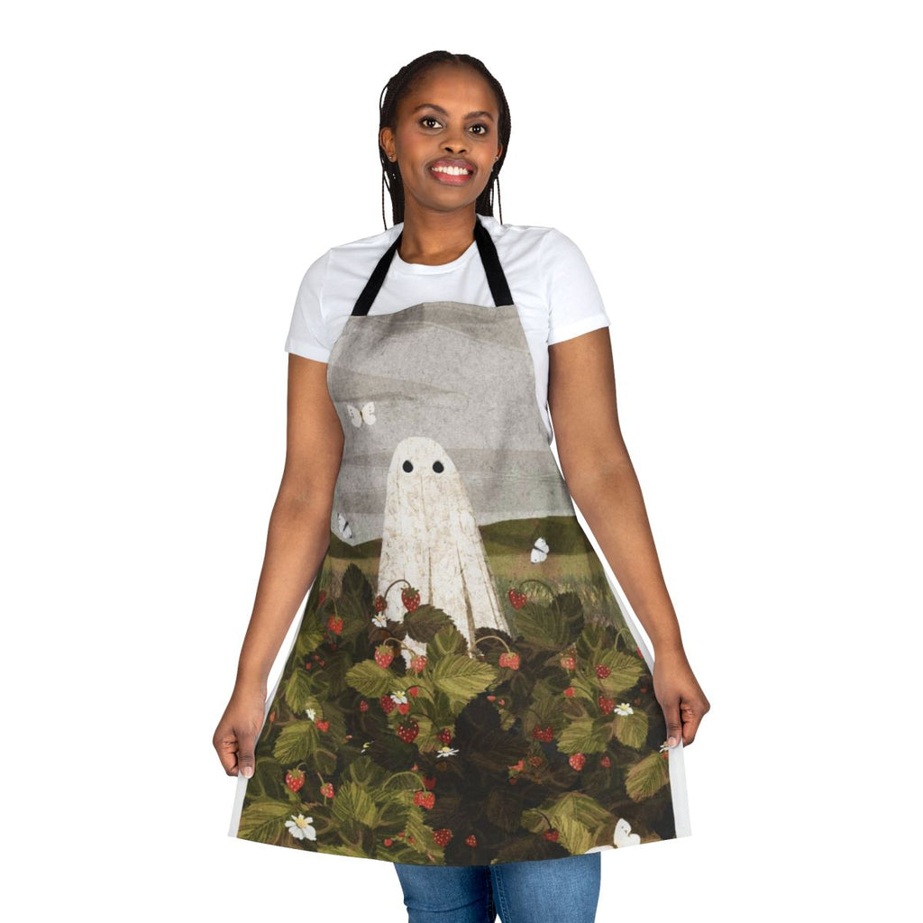 Handmade Strawberry Fields apron with vintage floral design