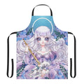A handmade apron featuring a pastel illustration of the unicorn from "The Last Unicorn" in a whimsical, fantasy style.