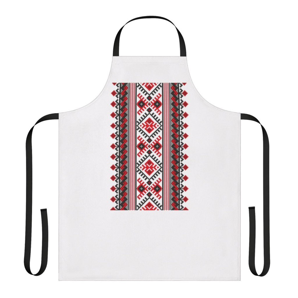 Handmade Ukrainian embroidered apron featuring traditional vyshyvanka patterns and Slavic cultural designs