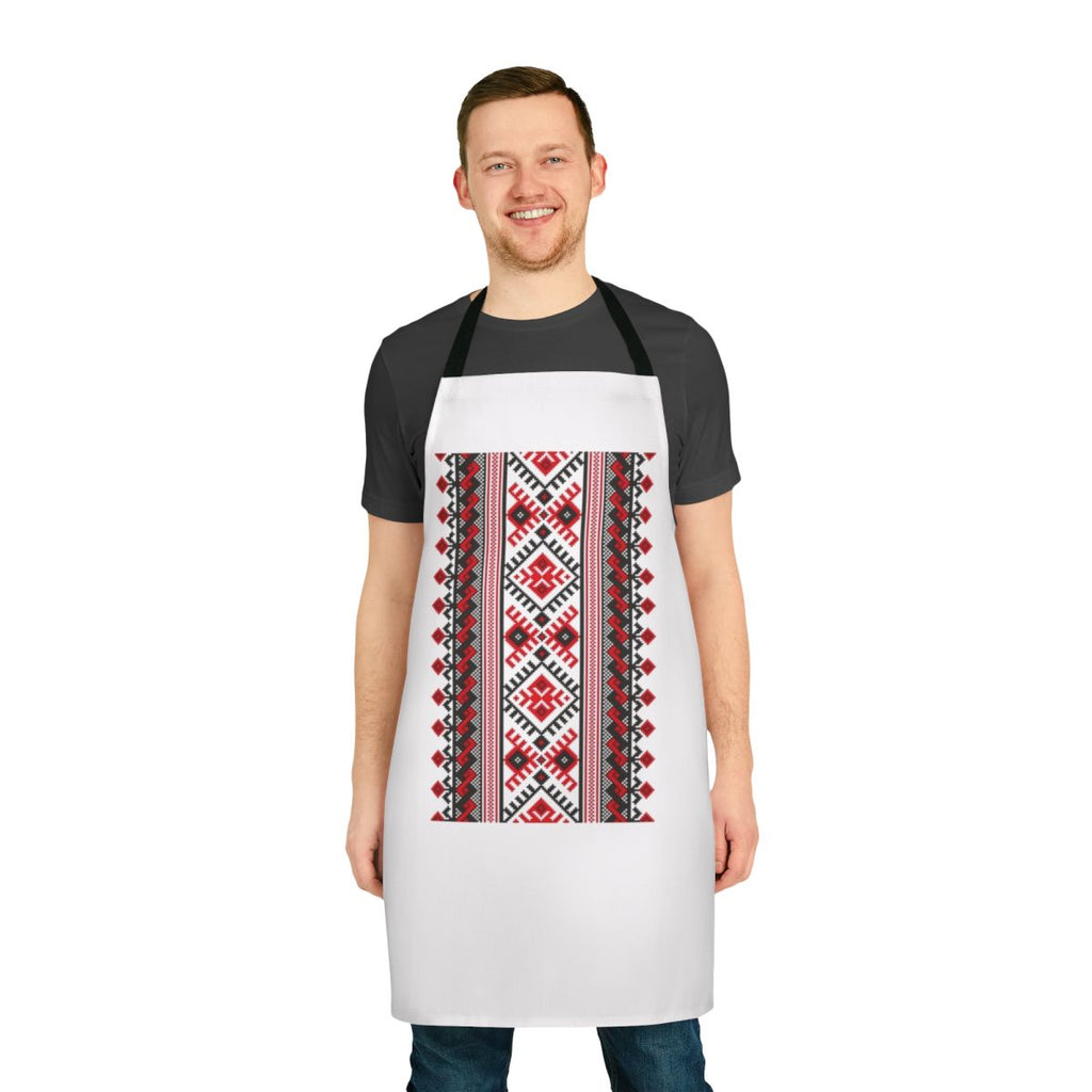 Handmade Ukrainian embroidered apron featuring traditional vyshyvanka patterns and Slavic cultural designs
