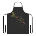 Handmade veggie permaculture apron with fist of solidarity symbol for gardeners and farmers