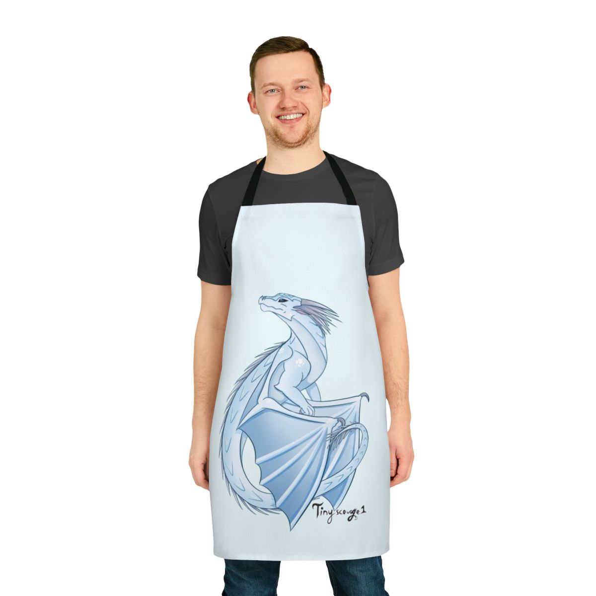 Handmade winter-themed icewing apron with wings of fire inspired design