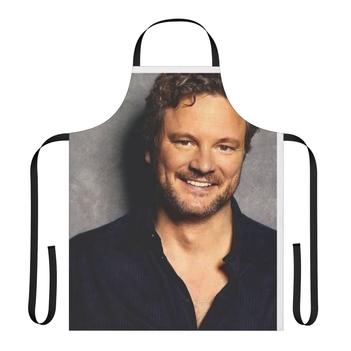 Stylish apron featuring a portrait of the handsome British actor Colin Firth